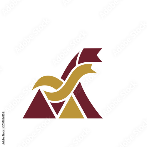 Abstract geometric logo with ribbons and triangles