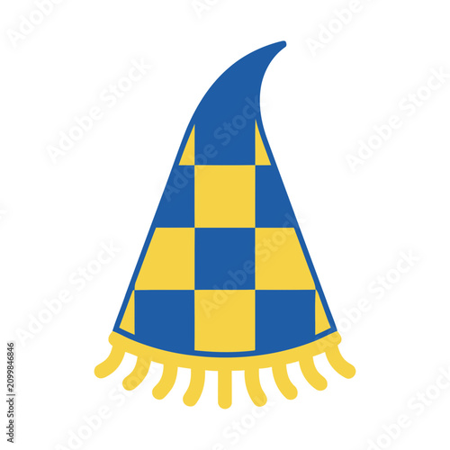 Blue and yellow checkered party hat