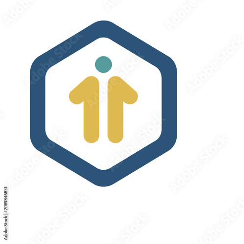 Abstract Hexagon Icon with Upward Arrows