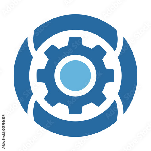 Blue Gear and Circle Logo