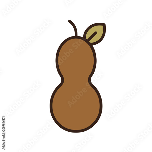 Brown Pear with Leaf Icon