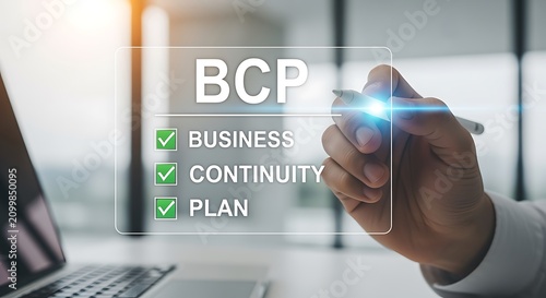 Business Continuity Plan Concept Displayed on a Transparent Digital Screen