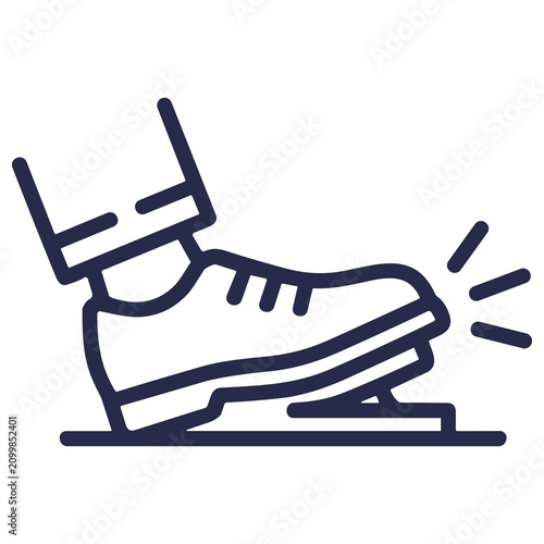 Photography Ice skate gliding on ice with stick figure