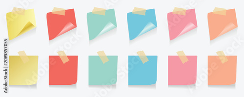 Konstfotografi Set of blank sticky note with duct tape