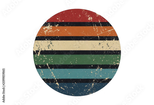 Vintage Rainbow Striped Circle Transparent Background