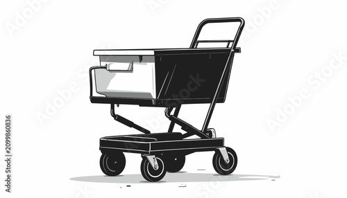 Obraz na płótnie Black luggage cart with handle.