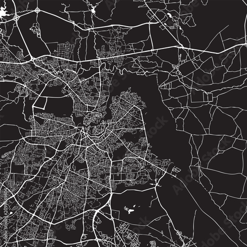 Canvastavla Vector Street Map of Nicosia Cyprus – Black and White Minimalist City Road Map