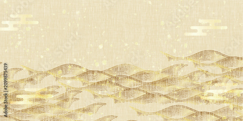 Elegant Golden Wave Pattern Japanese Style Background