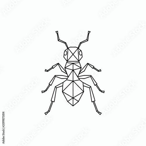 Geometric line art of an ant using polygonal shapes
