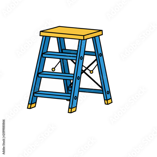 Blue and yellow stepladder