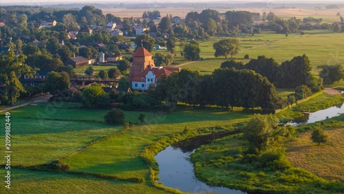 Obraz na płótnie Medieval castle and Liwiec river in Liw, village in Wegrow County, Masovia region of Poland