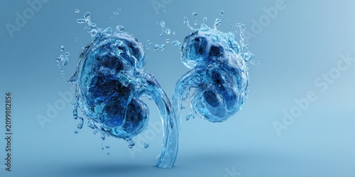 Realistic water kidney illustration for medical education and health awareness campaigns