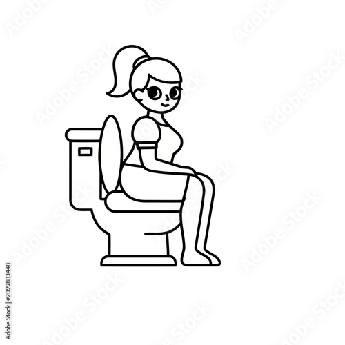 Woman sitting on toilet