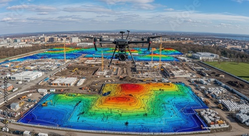 Drone Surveying Construction Site with Heat Map Data Analysis