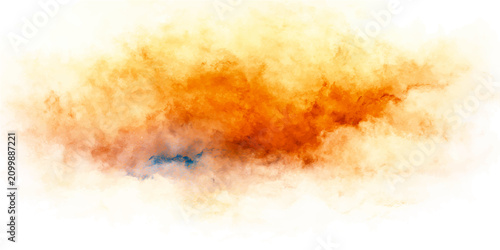 Bild auf Leinwand Abstract fiery explosion with orange and red smoke wisps and a hint of blue against a white background