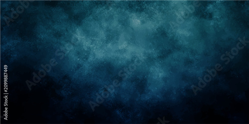 Tableau sur toile Dark blue grunge textured background with smoky cloud effect and abstract atmospheric pattern