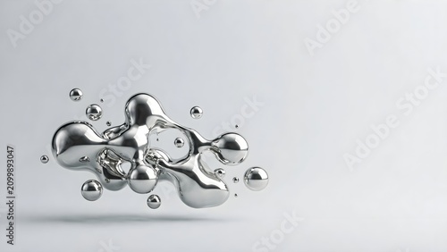 Liquid metal abstract formation with spheres