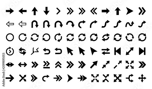 Arrow Direction and Navigation Icon Collection Vector Set for User Interface and Web Design