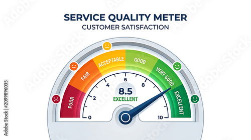 Customer Satisfaction Service Quality Meter Gauge Showing Excellent Rating