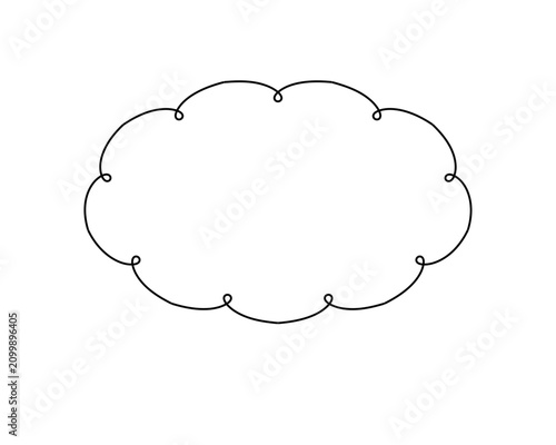 Konstfotografi くるくるした線が雲型の吹き出し・フレームイラスト素材