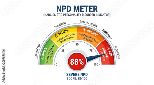 NPD Meter Assessing Narcissistic Personality Disorder Indicator with a Score of 88%