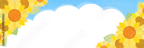 夏のひまわりと雲のバナー