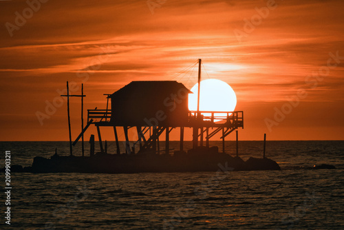 Obraz na plátně Costa dei Trabocchi National Park at dawn, Vasto, Punta Aderici, Marche, Italy,