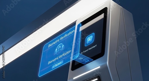 Futuristic Biometric Verification Terminal with AI Interface