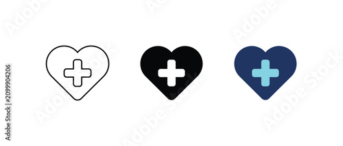 Medical plus cross inside heart for cardiology.vector illustration