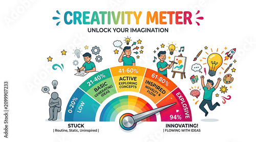 People using creativity meter to unlock imagination with innovative ideas