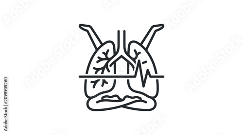 Obraz na płótnie Human Lungs Yoga Meditation Health Symbol Line Art Icon