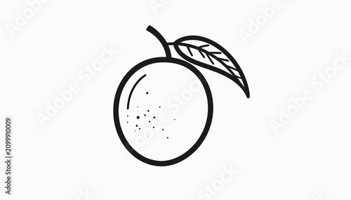 Quadro su tela Fresh Peach Fruit with Green Leaf.