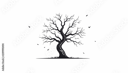 Foto Leafless Tree Silhouette with Birds.