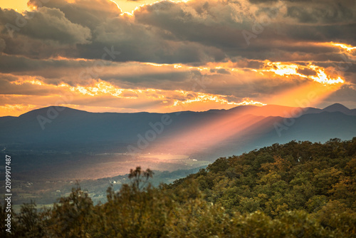 Canvastavla Tree covered hills of the Blue Ridge Mountains in North Carolina USA