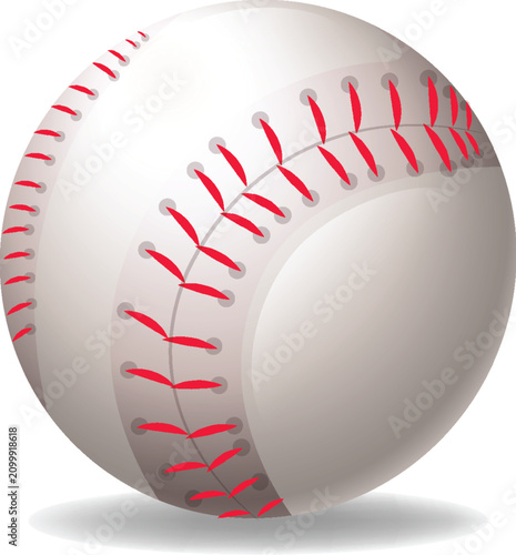 Obraz na płótnie White Baseball Vector Illustration with Red Stitching and Soft Shadow