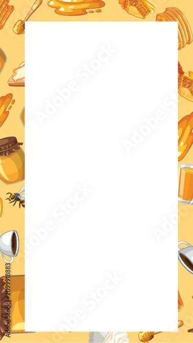Honey and Breakfast Food Pattern Frame with Central Copy Space