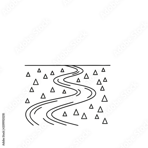 Winding River and Triangles Illustration