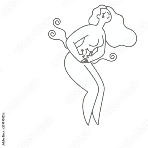Woman with abdominal pain and tears