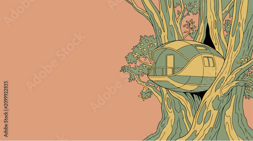Treehouse in a Large Tree.