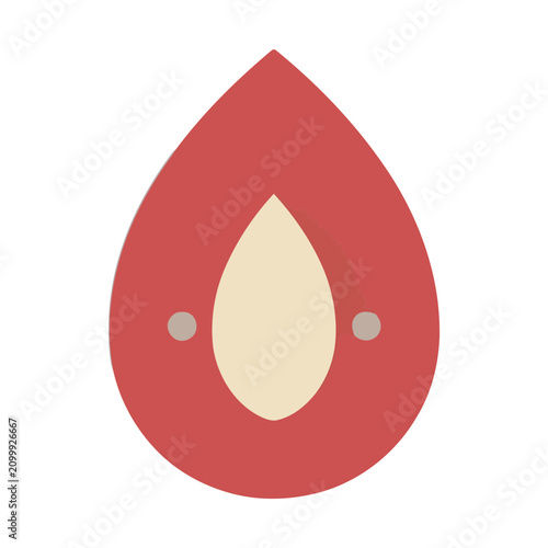 Abstract red and beige shape with two dots