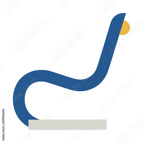 Abstract blue curve with yellow circle and grey base