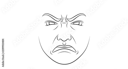 Foto A close-up line drawing illustration of a person's face contorted into an expres