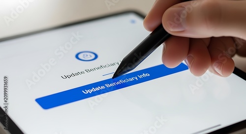 Beneficiary Update on Digital Tablet with Stylus for Online Transaction