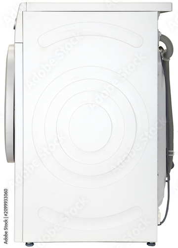 Front loading washing machine side view isolated on transparent background PNG