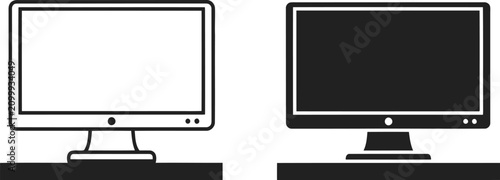 Computer monitor icons on a desk