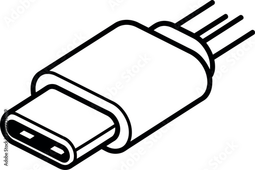 Usb type c connector cable plug outline icon