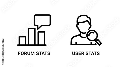 Minimalist icon set for forum analytics and user statistics tracking