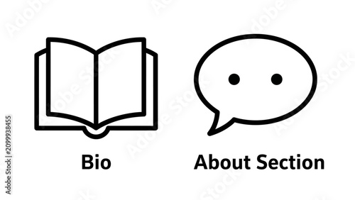 Bio and about section profile icons with information biography personal