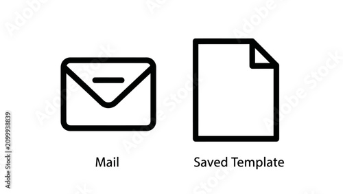 Fotografie Mail message icon and saved document file template icon with envelope, document