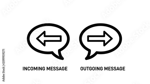 Slika na platnu Incoming and outgoing chat message bubble icons with incoming, outgoing